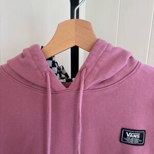 Vans Boom Boom Race Checkerboard Slim Crop Pullover Hoodie Dusty Rose Womens L